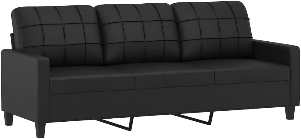 SECOLI Sofa Set 3 2 1 Living Room Sofa Sets 3-2-1 Living Room Set Couch Lounge Couch Sofa Couch for Living Room 4-Piece Black Faux Leather
