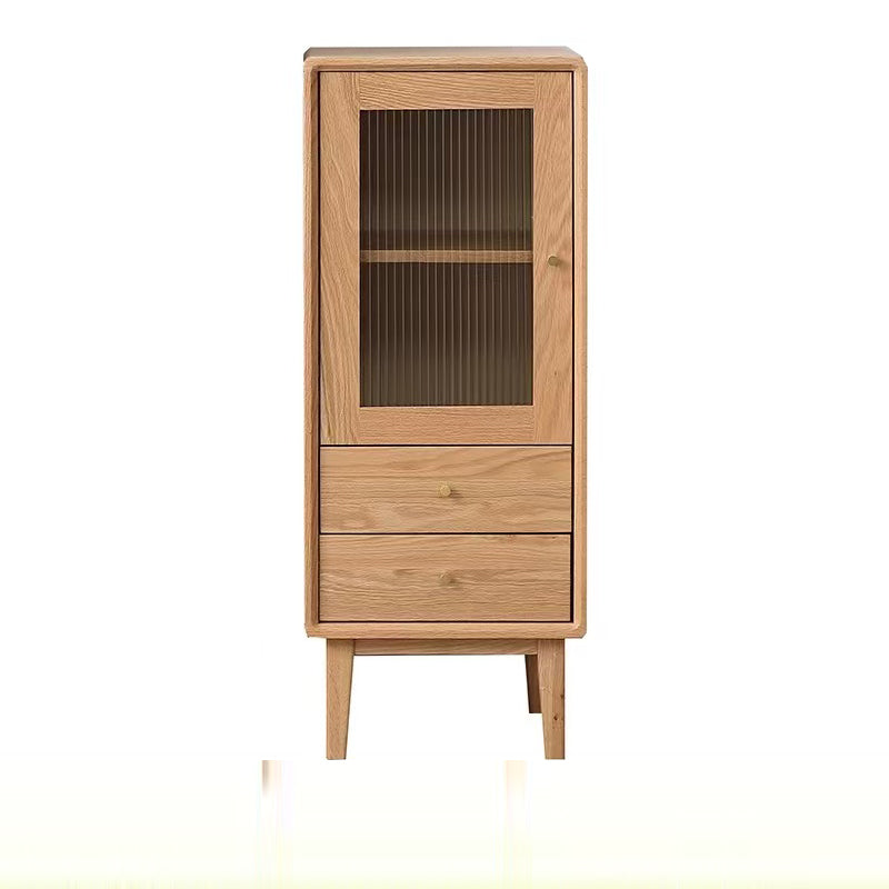Solid Wood Storage Side Cabinet Oak Wood Tall Cabinet Living Room Side Cabinet Furniture