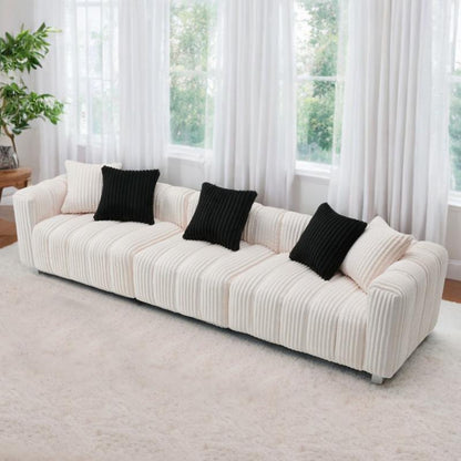 Durable Fabric Sofa with 5 Pillows 3-Seater Sectional Sofa