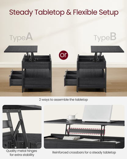 Multifunctional Folding Lift Top Coffee Table With Hidden Storage for Living Room