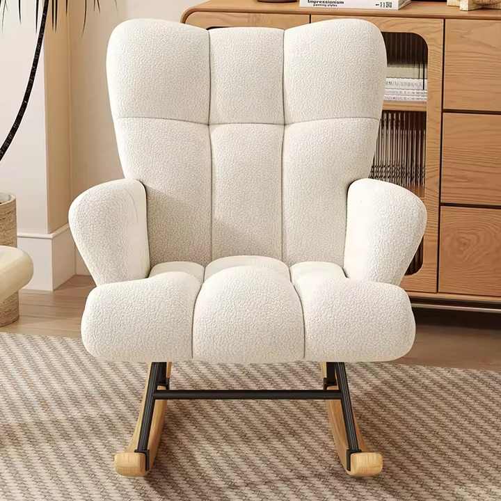 Elegant Seat Durable Recliner Living Room Wing Back Rocking Chair