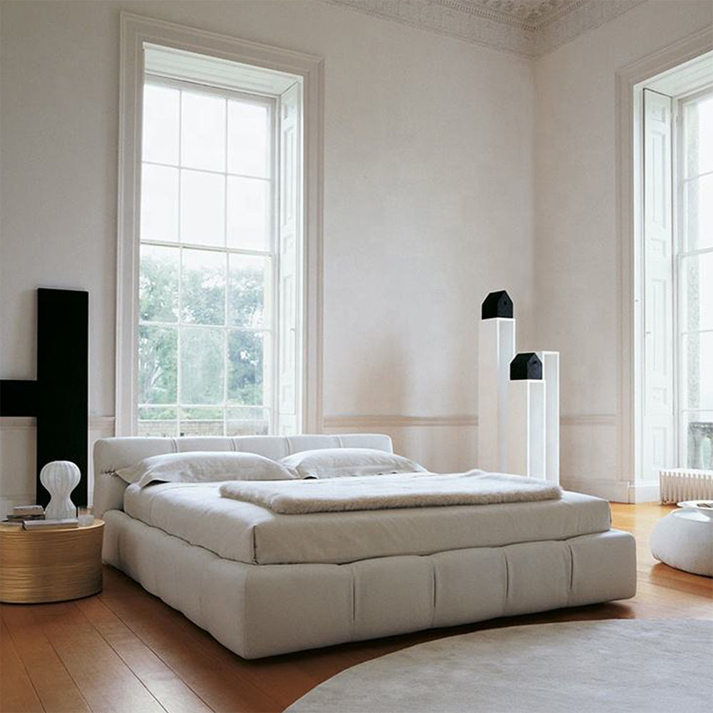 Cloud Bed European Full Queen King Size White Tufted Upholstered Wooden Bed Soft Style Bedroom
