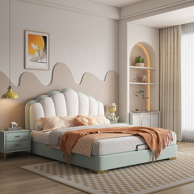 Modern Luxury French Style King Size  and Queen Size Girl Style Leather Bed