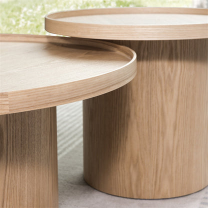 Modern Wooden Round Tea Table Living Room Circular Coffee Table Set