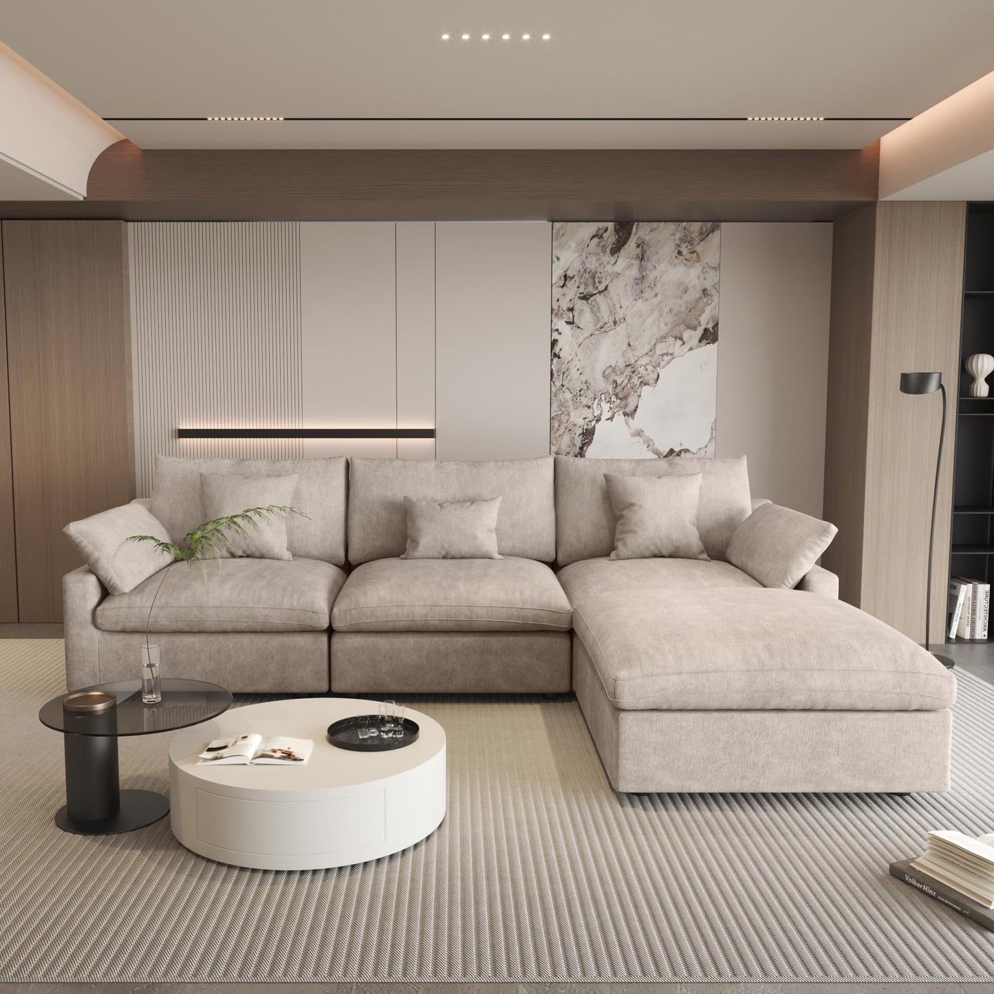 Chenille Linen Mix Fabric Living Room Modular Sectional Couch Sofa Set