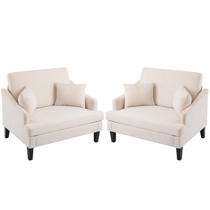Bezseller Oversized Accent Chair, 33.5'' Wide Seat Comfy Armchair with 2 Pillows, Upholstered Big Reading Chair, Modern Single Sofa Chair for Living Room Bedroom Apartment Office, Beige