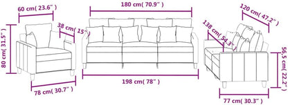 Brokky 3201639 3-Piece Sofa Set with Cushion Sofa Living Room Sofa Set Sofas for Living Room Taupe Fabric