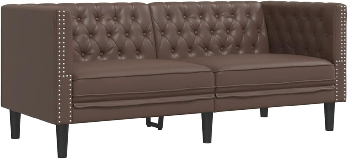 3-Piece Chesterfield Sofa Set Brown Faux Leather Indoor Sofa Model3209269