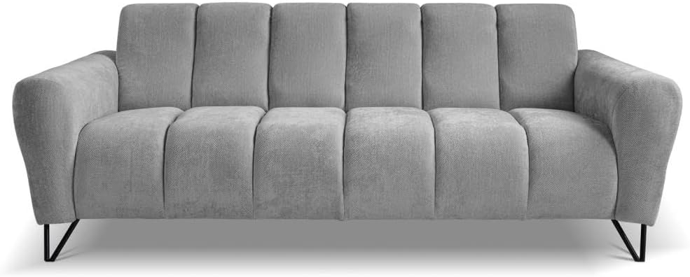 VOLARE Grau 3-Sitzer - Modernes Wohnzimmer mit Metallbeinen, Weiche Polsterung, Breite 220 cm, Höhe 83 cm, Tiefe 98 cm, Ohne Schlaffunktion