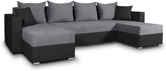 Sofnet Beno U-Shape Couch / Corner Sofa with Bed Box, Couch with Bed Function, Upholstered Corner, Big Sofa, Living Room