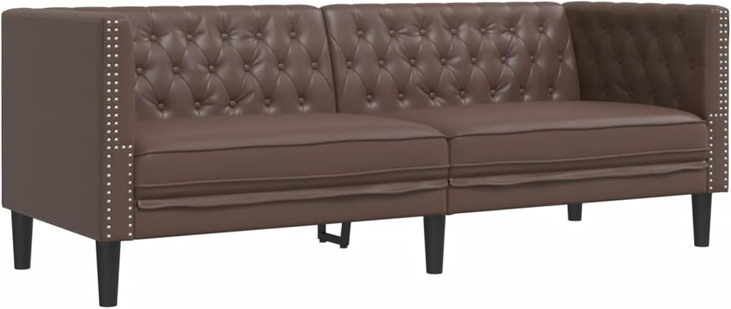 3-Piece Chesterfield Sofa Set Brown Faux Leather Indoor Sofa Model3209269
