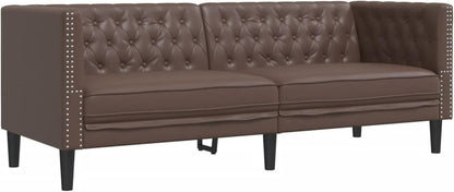 3-Piece Chesterfield Sofa Set Brown Faux Leather Indoor Sofa Model3209269