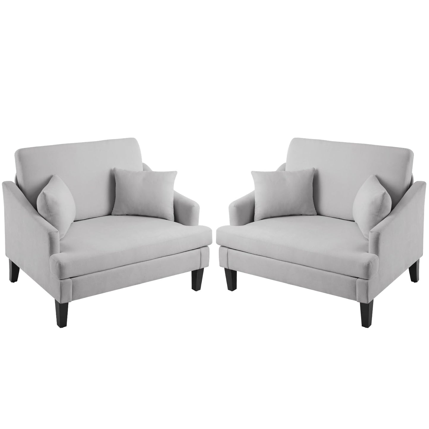 Bezseller Oversized Accent Chair, 33.5'' Wide Seat Comfy Armchair with 2 Pillows, Upholstered Big Reading Chair, Modern Single Sofa Chair for Living Room Bedroom Apartment Office, Beige