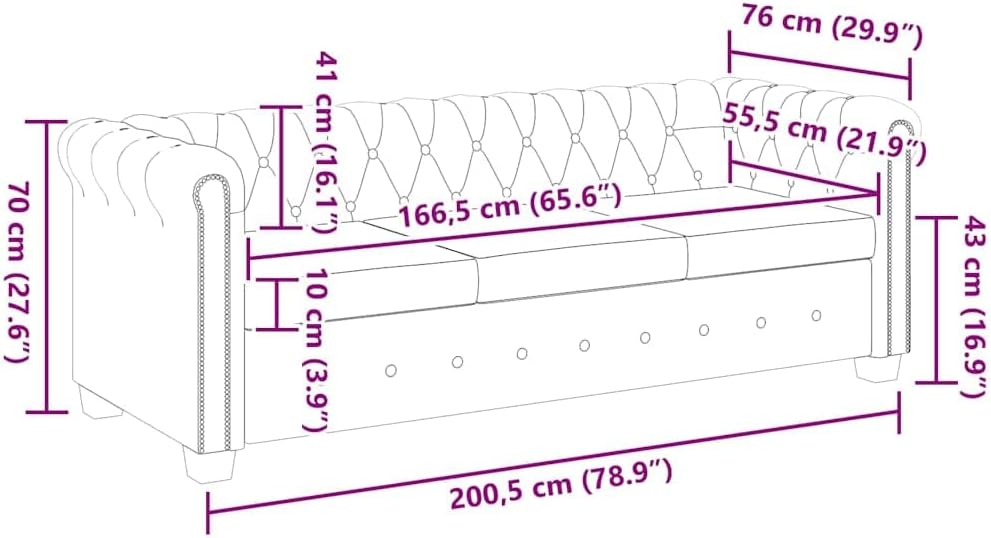 VidaXL 2-& 3-Seater Chesterfield Sofa / Couch, Faux Leather Office Furniture Set