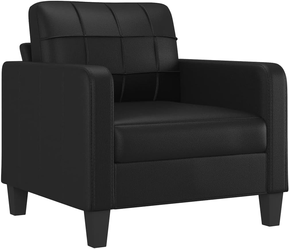 SECOLI Sofa Set 3 2 1 Living Room Sofa Sets 3-2-1 Living Room Set Couch Lounge Couch Sofa Couch for Living Room 4-Piece Black Faux Leather