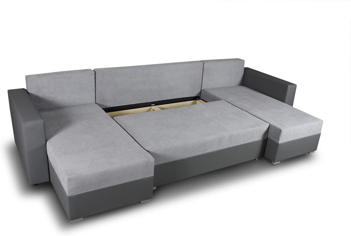 Sofnet Beno U-Shape Couch / Corner Sofa with Bed Box, Couch with Bed Function, Upholstered Corner, Big Sofa, Living Room
