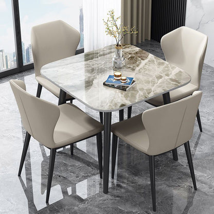 Stone Slab Table Top Dinning Table Set With 4 Chairs