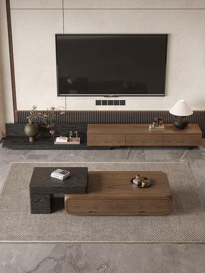 Living Room Set with Extendable Coffee Table and TV Cabinet Combination