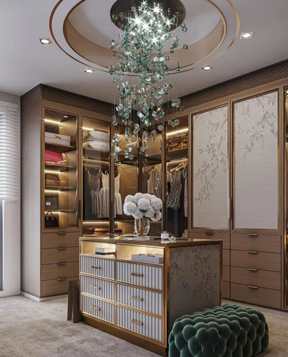 Customized Modern Eco-Friendly Wardrobe Design for Dressing Room Walk-in Closet Island Counter