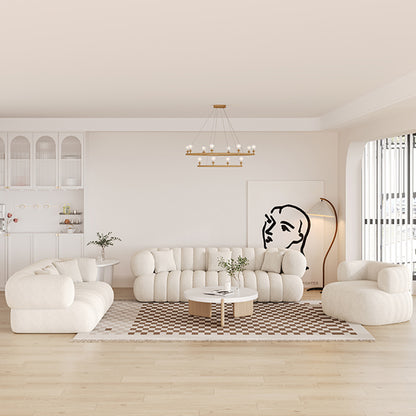 Fabric Sofa Small Apartment Living Room Lamb Velvet Cotton Candy Home Minimalist Sofa