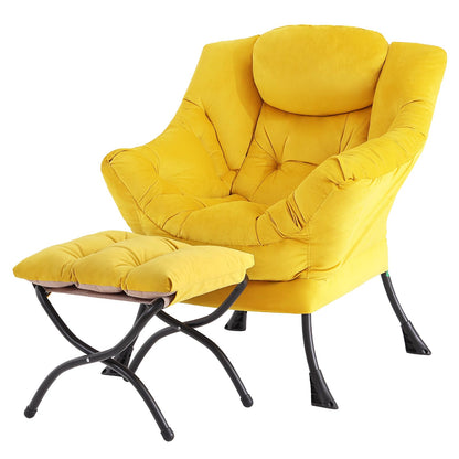 Tiita Lazy Chair with Ottoman, Modern Large Accent Lounge Chair, Leisure Sofa Armchair with Ottoman, Reading Chairs with Footrest for Bedroom, Living Room, Dorm Rooms, Garden