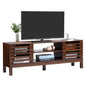 HollyHOME Bamboo TV Stand with Storage for TVs up to 65'', Modern Entertainment Center with 2 Open Shelf, Accent Media Console Table for Living Room, Bedroom, 55"(L), Walnut