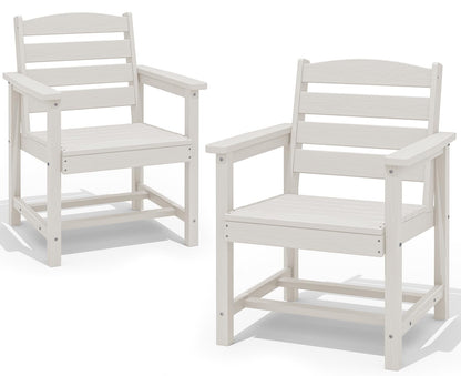 SERWALL Outdoor HDPE Dining Table Set, 7-Piece Outdoor Dining Table Sets with Umbrella Hole Cut-Out Table and 6 Chairs, Gray