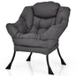 COSTWAY Padded Armchair, Recliner Chair with Armrests & Side Pocket, Lounge Chair, TV Chair, Wing Chair for Living Room, Bedroom, Office (Beige)