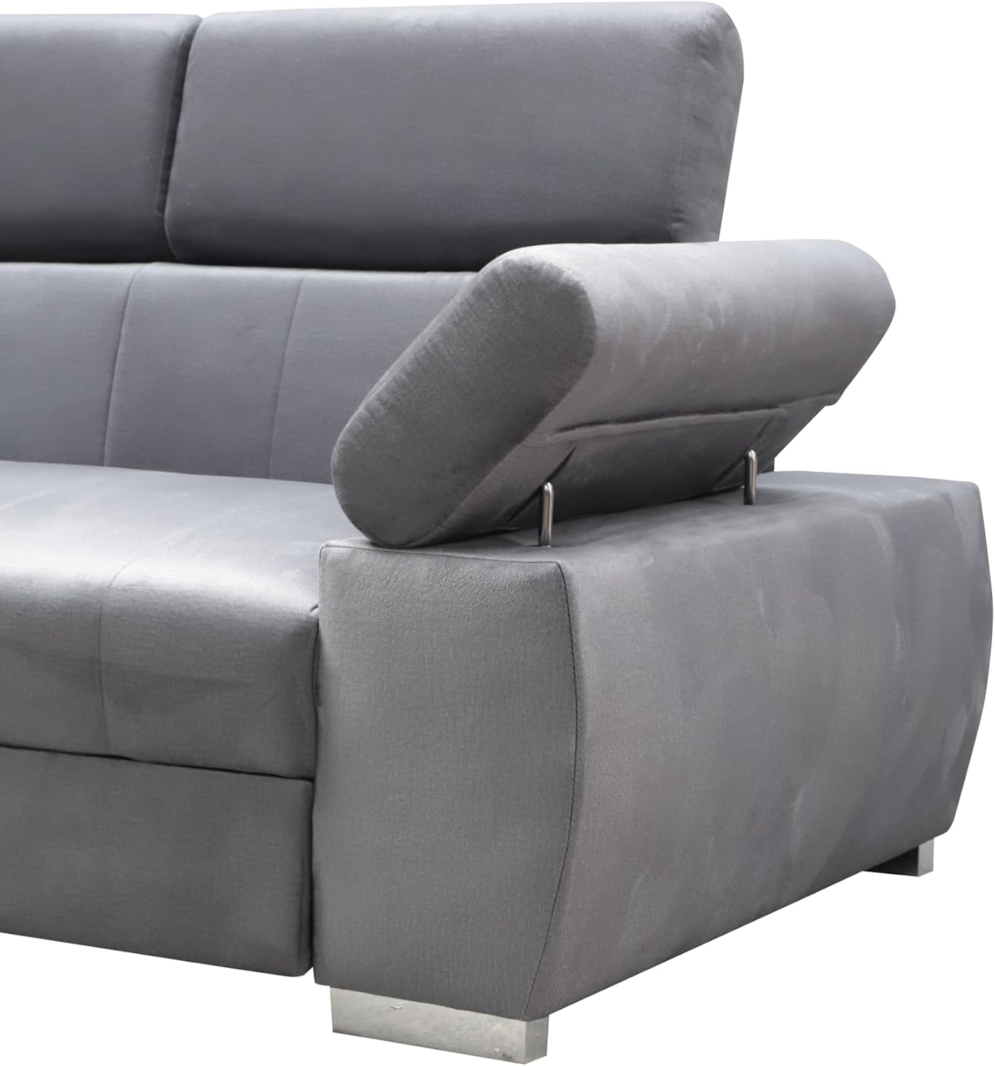 Ecksofa OTTO, Eckcouch mit Schlaffunktion, Federkern, Verstellbare Kopfstützen, Einfacher Klappmechanismus, Bettfunktion, Zusätzlicher Stauraum, Plüsch Anthrazit, Links