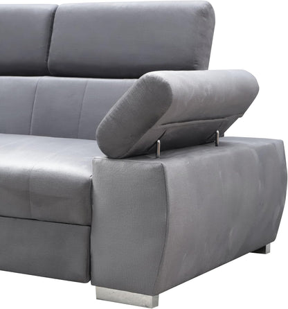Ecksofa OTTO, Eckcouch mit Schlaffunktion, Federkern, Verstellbare Kopfstützen, Einfacher Klappmechanismus, Bettfunktion, Zusätzlicher Stauraum, Plüsch Anthrazit, Links