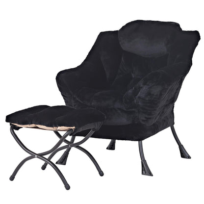 Tiita Lazy Chair with Ottoman, Modern Large Accent Lounge Chair, Leisure Sofa Armchair with Ottoman, Reading Chairs with Footrest for Bedroom, Living Room, Dorm Rooms, Garden