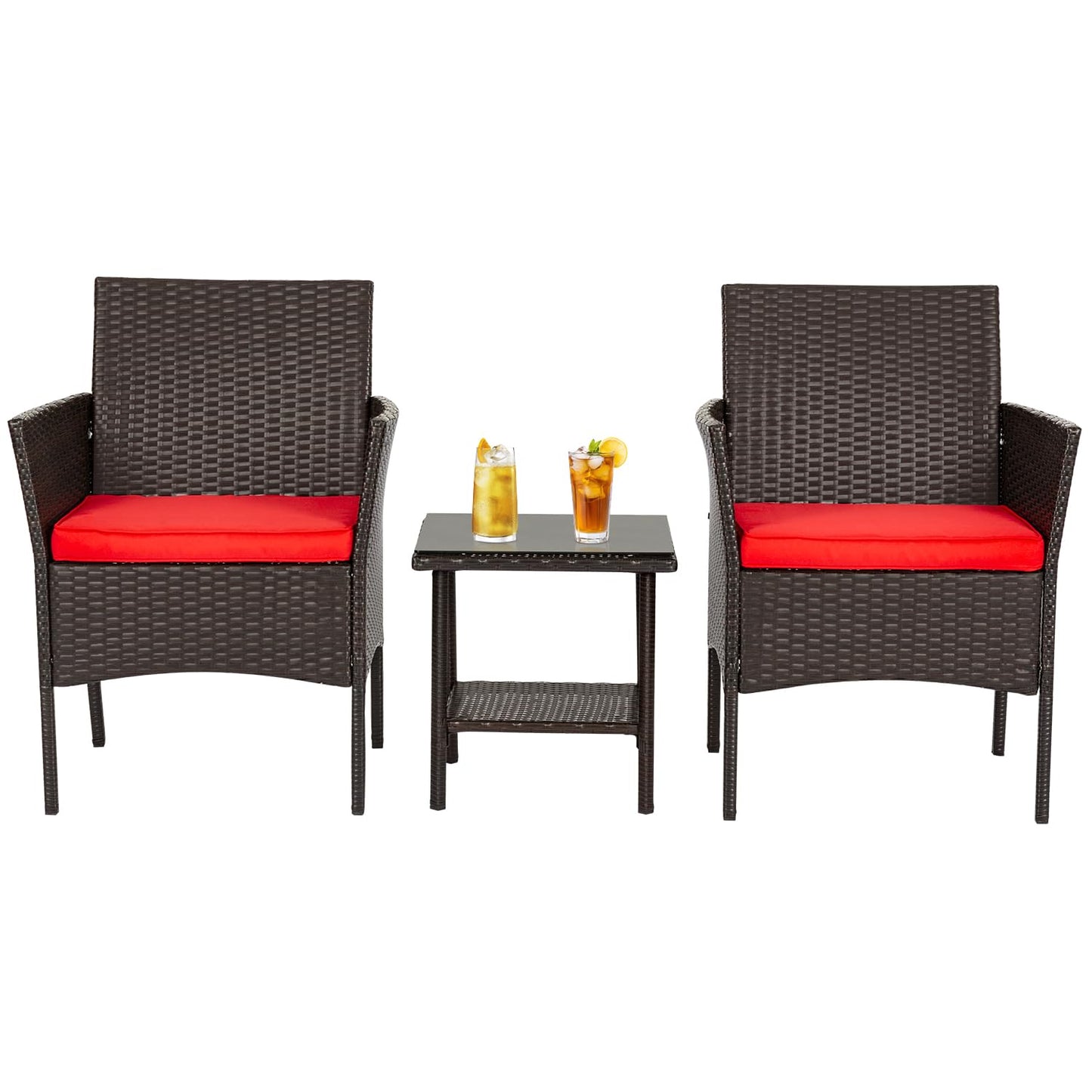 FDW | 4-Piece Patio Furniture Set | Black | Outdoor Wicker Furniture with Coffee Table | Modern Rattan Chairs Conversation Set | Outdoor Seating | Weather-Resistant | for Porch, Garden, Lawn