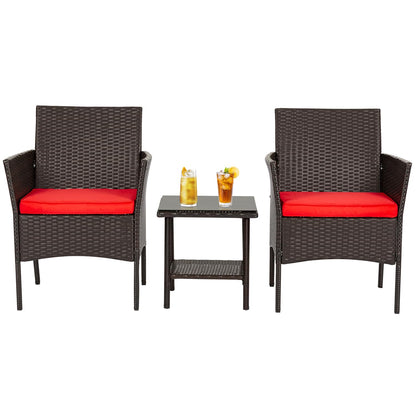 FDW | 4-Piece Patio Furniture Set | Black | Outdoor Wicker Furniture with Coffee Table | Modern Rattan Chairs Conversation Set | Outdoor Seating | Weather-Resistant | for Porch, Garden, Lawn