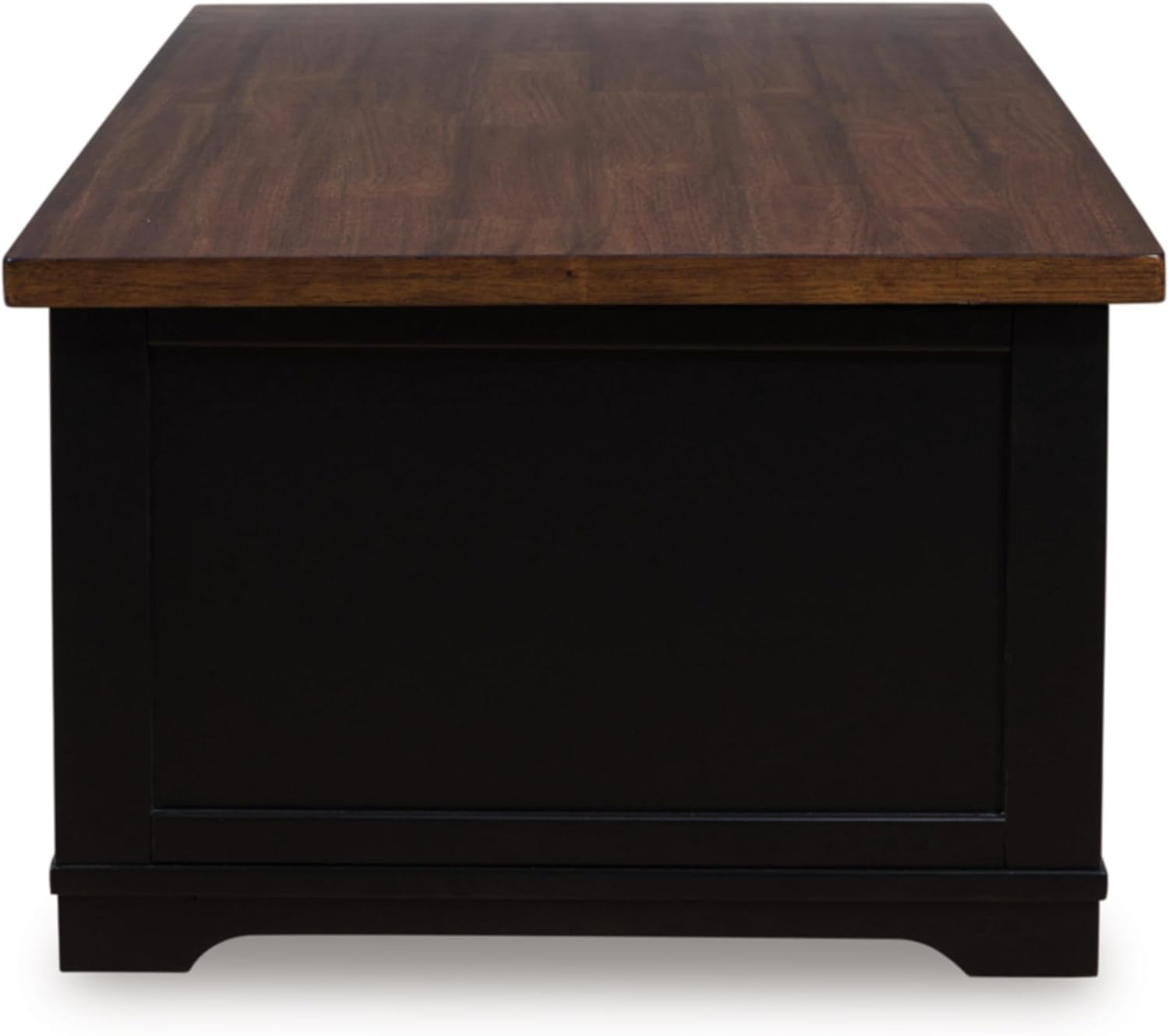 Signature Design by Ashley Wildenauer Farmhouse 2-Drawer Lift-Top Coffee Table with 2 Storage Bins Under Top and Casters, Light Brown & Black