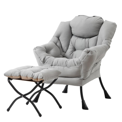 Tiita Lazy Chair with Ottoman, Modern Large Accent Lounge Chair, Leisure Sofa Armchair with Ottoman, Reading Chairs with Footrest for Bedroom, Living Room, Dorm Rooms, Garden