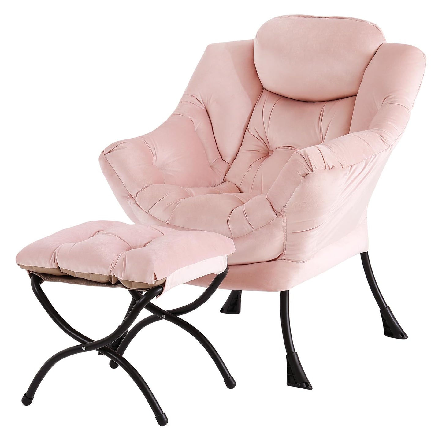 Tiita Lazy Chair with Ottoman, Modern Large Accent Lounge Chair, Leisure Sofa Armchair with Ottoman, Reading Chairs with Footrest for Bedroom, Living Room, Dorm Rooms, Garden