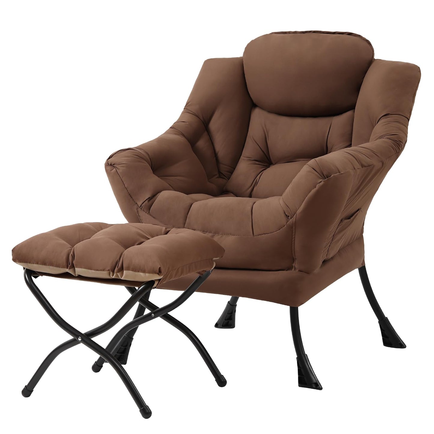 Tiita Lazy Chair with Ottoman, Modern Large Accent Lounge Chair, Leisure Sofa Armchair with Ottoman, Reading Chairs with Footrest for Bedroom, Living Room, Dorm Rooms, Garden