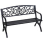 Garden Bench,Outdoor Benches,Iron Steel Frame Patio Bench with Mesh Pattern and Plastic Backrest Armrests for Lawn Yard Porch Work Entryway,Black