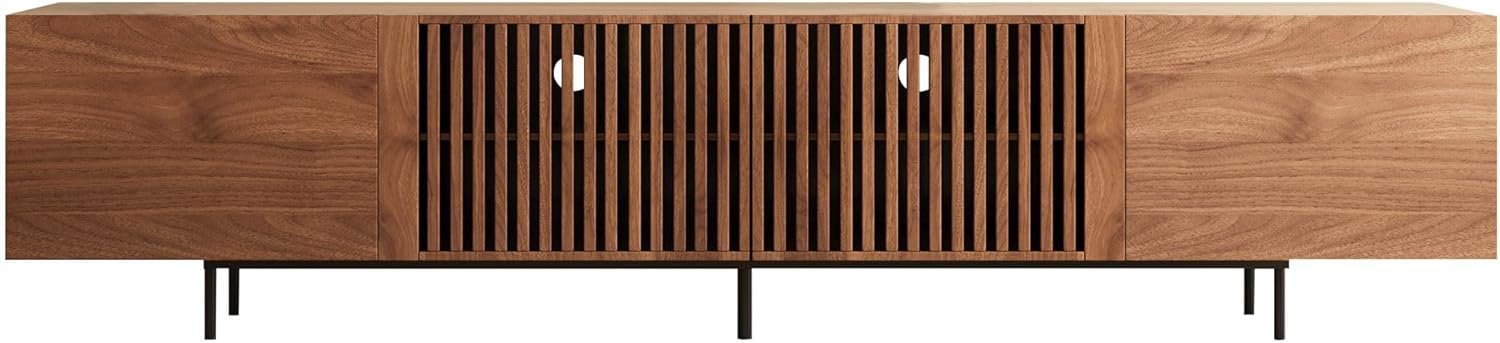 Mid Century Modern TV Stand for 80+ Inch TVs, 94.48" Walnut Console with Ample Storage – Stylish Entertainment Center for Living Room or Bedroom