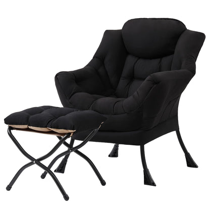Tiita Lazy Chair with Ottoman, Modern Large Accent Lounge Chair, Leisure Sofa Armchair with Ottoman, Reading Chairs with Footrest for Bedroom, Living Room, Dorm Rooms, Garden