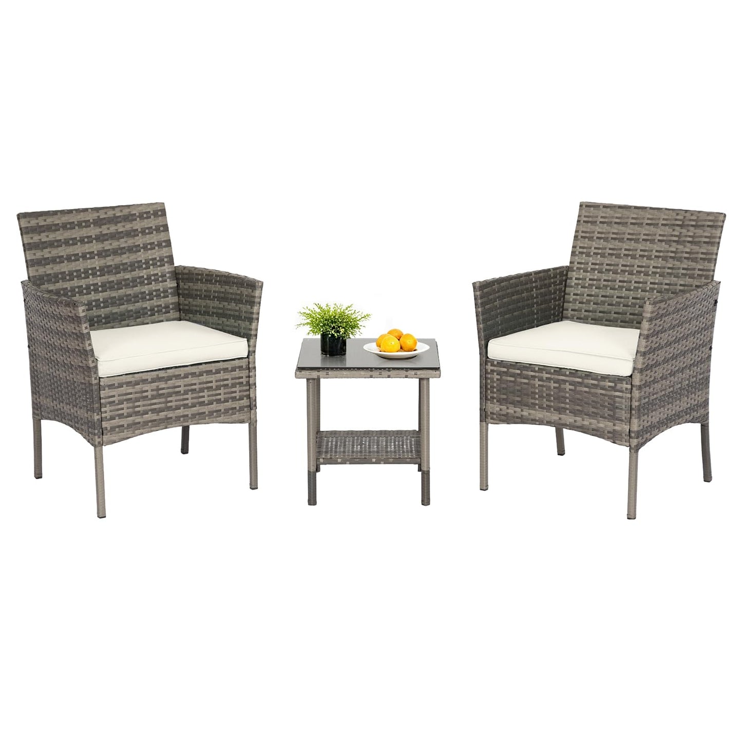 FDW | 4-Piece Patio Furniture Set | Black | Outdoor Wicker Furniture with Coffee Table | Modern Rattan Chairs Conversation Set | Outdoor Seating | Weather-Resistant | for Porch, Garden, Lawn