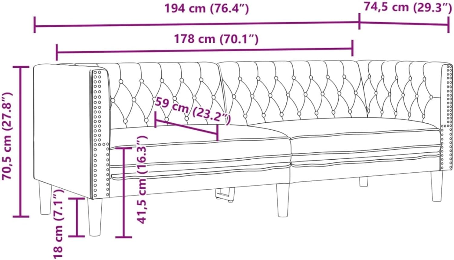 3-Piece Chesterfield Sofa Set Brown Faux Leather Indoor Sofa Model3209269