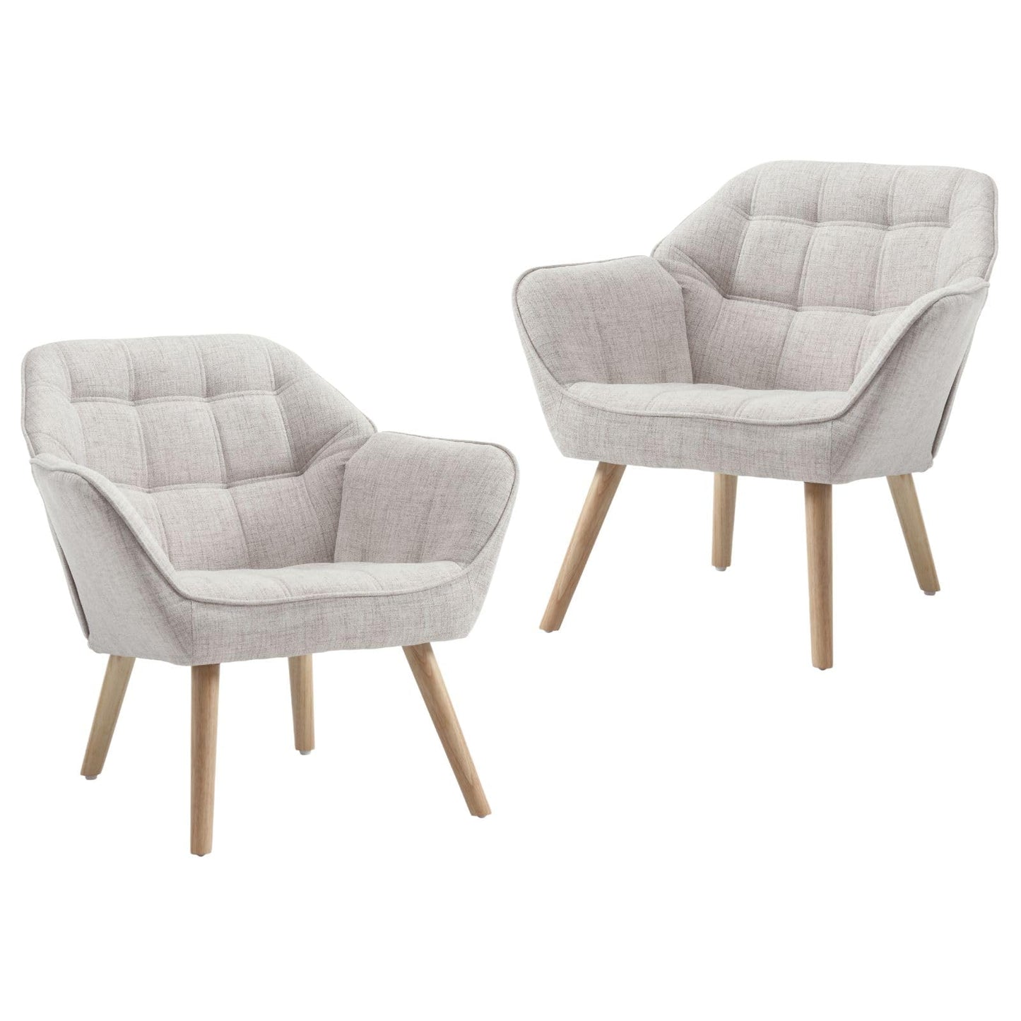 Accent Chair Armchair, Padded Armrest Chair, Reading Chair with Wooden Legs Made of Linen, Reading Chair, Single Sofa, TV Chair for Living Room, Bedroom, Lounges, Beige