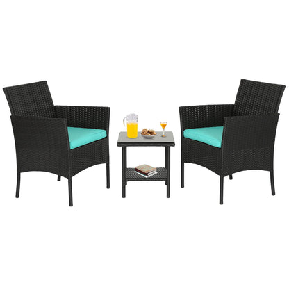 FDW | 4-Piece Patio Furniture Set | Black | Outdoor Wicker Furniture with Coffee Table | Modern Rattan Chairs Conversation Set | Outdoor Seating | Weather-Resistant | for Porch, Garden, Lawn