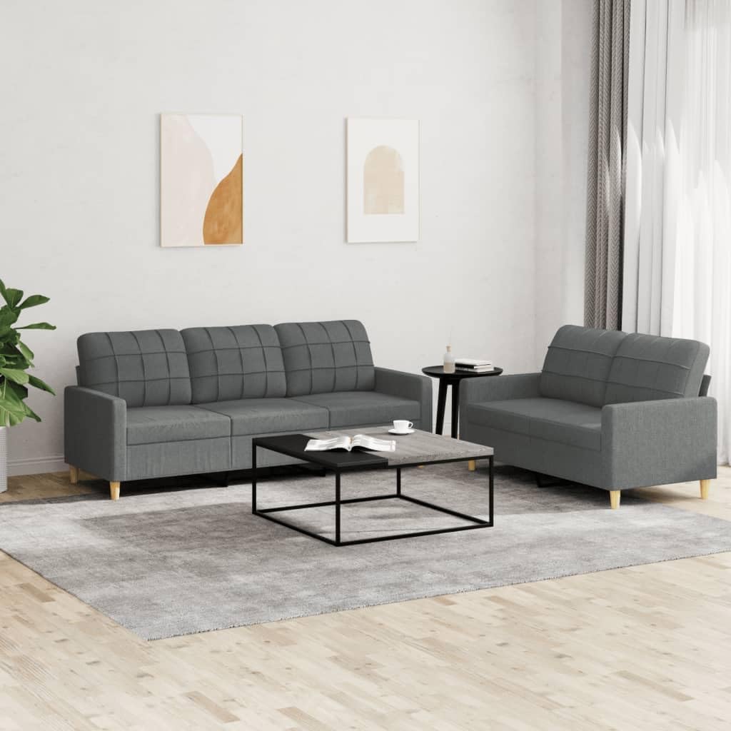 SECOLI Sofa Set 3 Seater + 2 Seater Living Room Sofa Sets Living Room Set Couch Lounge Couch Sofa Couch for Living Room 2-Piece Dark Grey Fabric