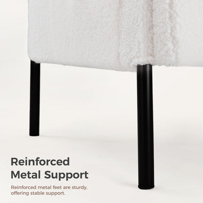 Mondeer Armchair, Single Lounge Sofa with Side Pocket with Metal Legs, Cosy Faux Lambskin Fabric, Modern, for Living Room, Bedroom, Study, 63 x 75 x 75 cm, White