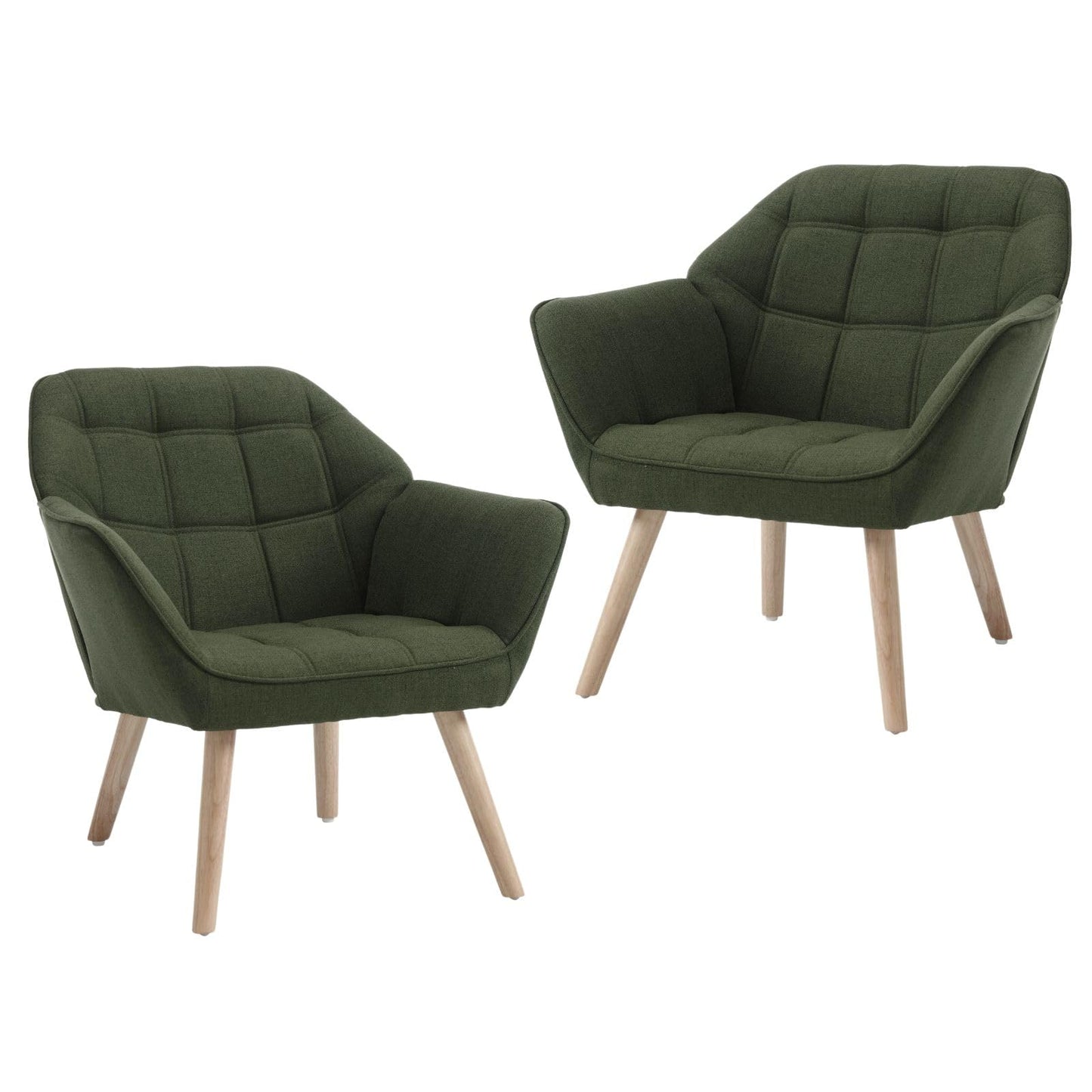 Accent Chair Armchair, Padded Armrest Chair, Reading Chair with Wooden Legs Made of Linen, Reading Chair, Single Sofa, TV Chair for Living Room, Bedroom, Lounges, Beige