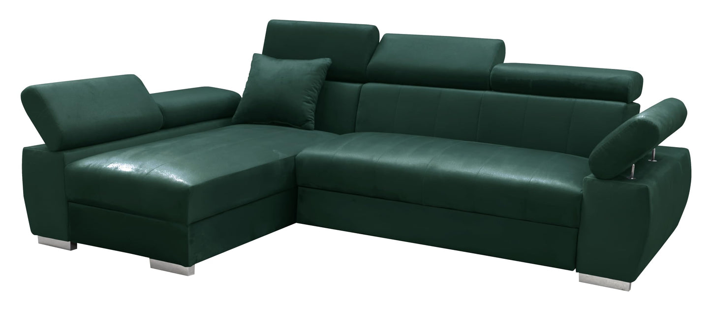 Ecksofa OTTO, Eckcouch mit Schlaffunktion, Federkern, Verstellbare Kopfstützen, Einfacher Klappmechanismus, Bettfunktion, Zusätzlicher Stauraum, Plüsch Anthrazit, Links