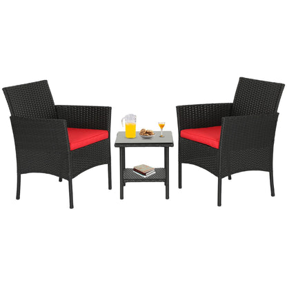 FDW | 4-Piece Patio Furniture Set | Black | Outdoor Wicker Furniture with Coffee Table | Modern Rattan Chairs Conversation Set | Outdoor Seating | Weather-Resistant | for Porch, Garden, Lawn