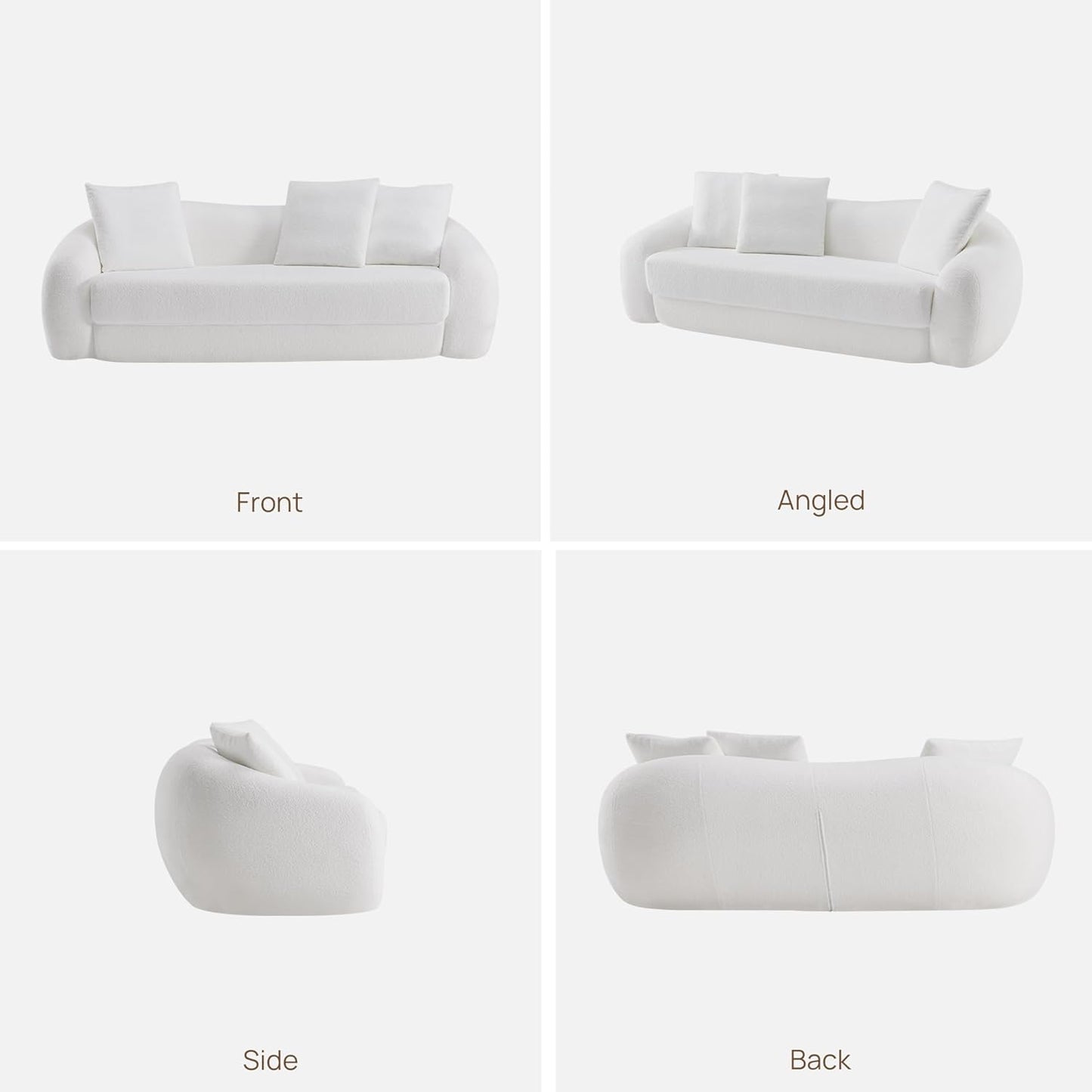 SICOTAS 90.6" Curved Convertible Sofa Couch Bed for Living Room Futon Cloud Boneless Sleeper Sofa Pull Out Floor Couch with Deep Seat Modern 3 Seater Foam Bed No Assembly for Bedroom Apartment, White